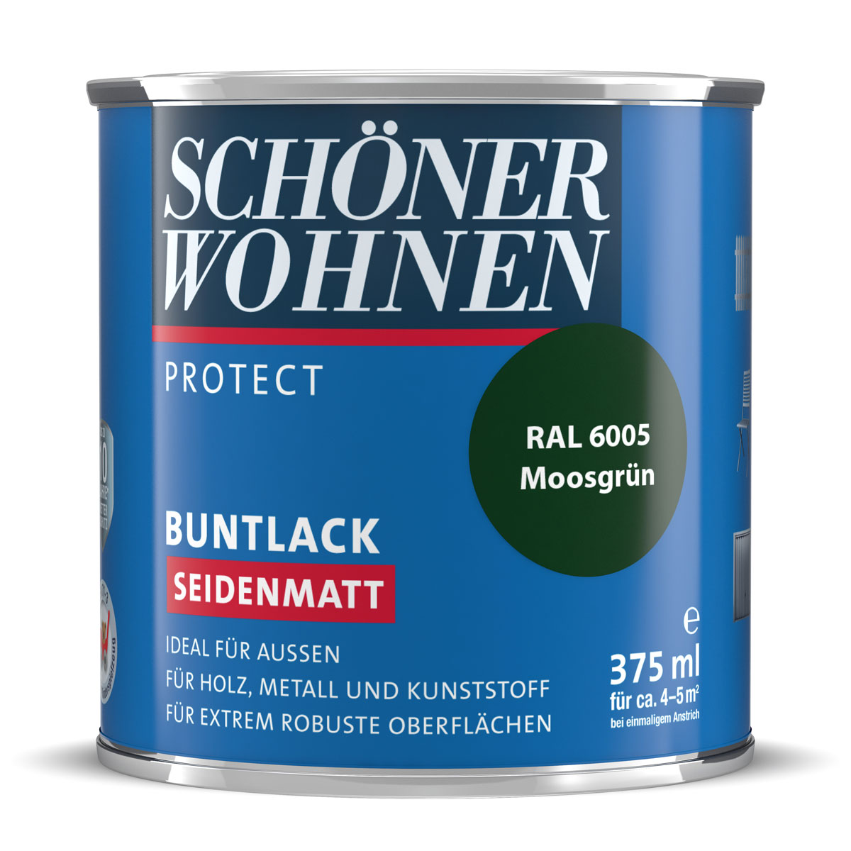 Schöner Wohnen Farbe Buntlack Protect moosgrün seidenmatt 375 ml