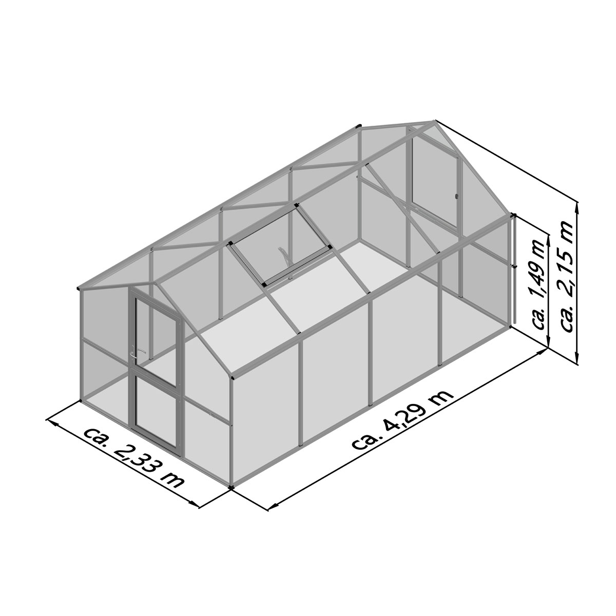 KGT Gewächshaus Rose IV 10m² silber Bild 8