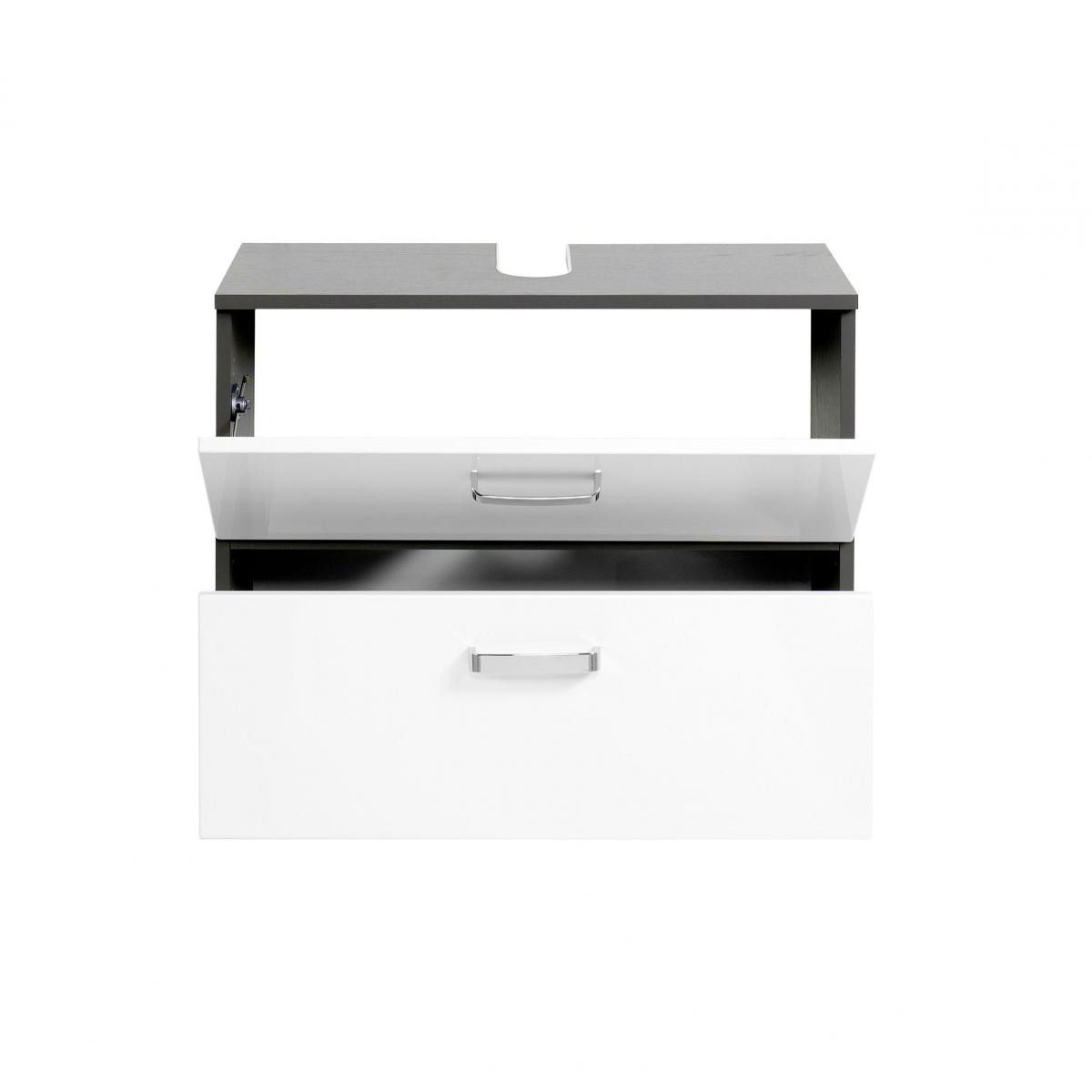 HELD Unterbeckenschrank 70 graphitgrau- Weiß Hochglanz 1Klappe 1Auszug Bild 2