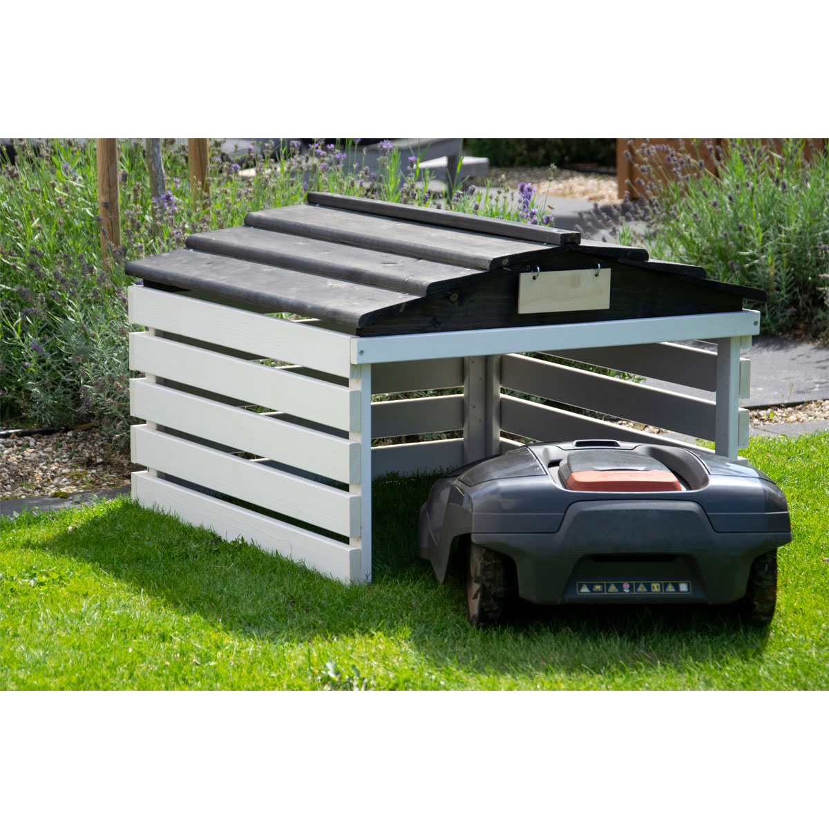 dobar Mährobotergarage 78,5 x 74 x 52,5 cm weiß-schwarz Bild 7