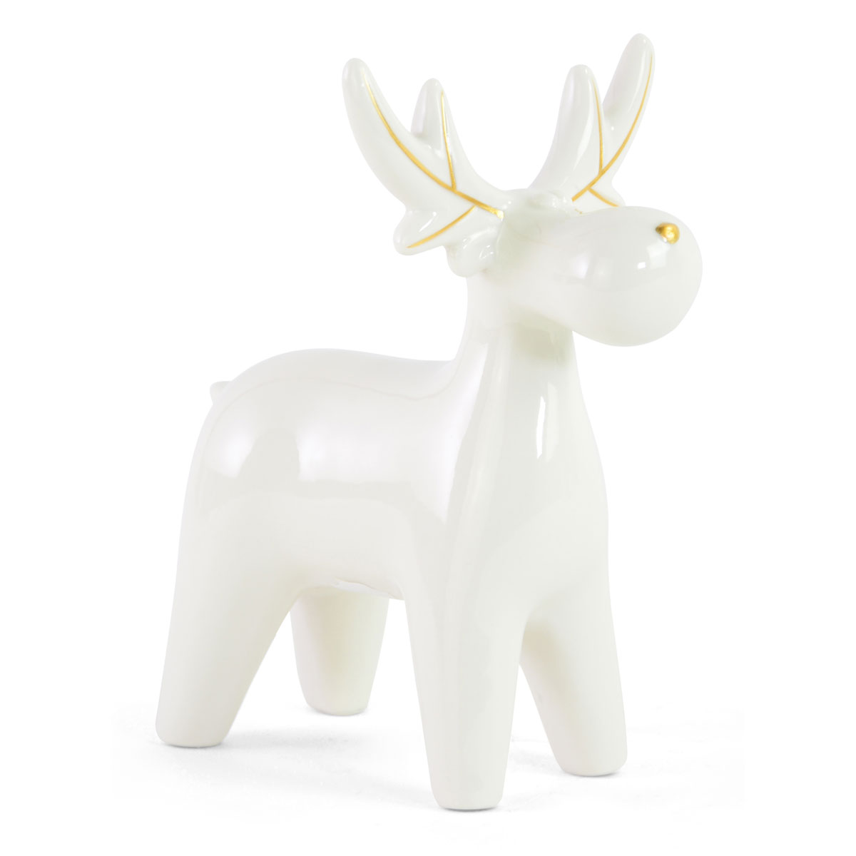 Elch zum Stellen Porzellan 10,5 x 7,5 x 12,5 cm weiß-gold