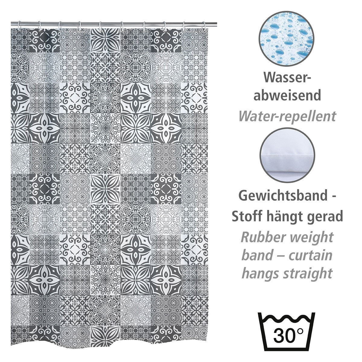 Wenko  Duschvorhang Portugal Textil Polyester 180 x 200 cm waschbar Bild 3
