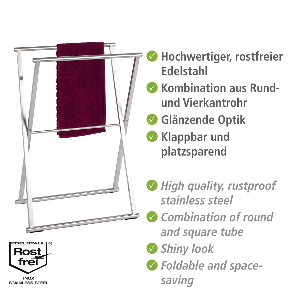 Wenko  Handtuchständer Lava Edelstahl Kleiderständer klappbar Bild 2