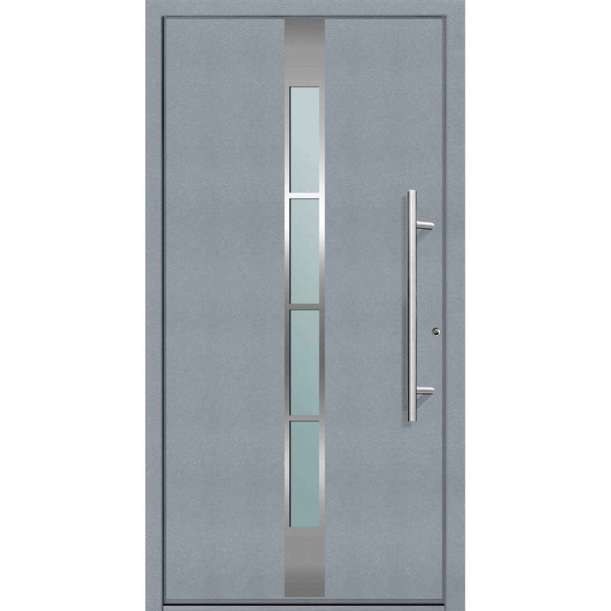 Aluminium Sicherheits-Haustür Ferrara Superior 60 mm grau 100 x 210 cm Anschlag rechts inkl Griffset