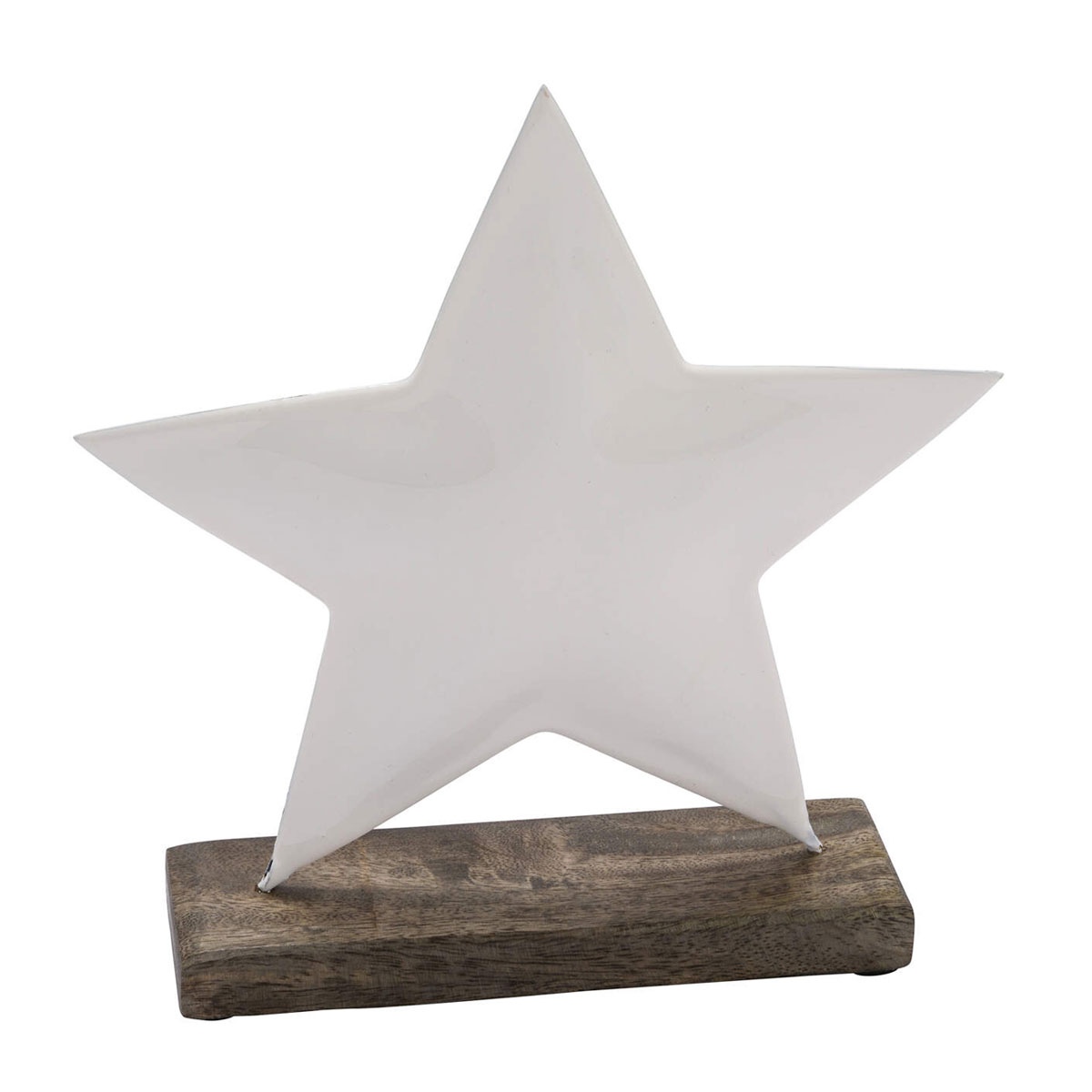 Metallstern am Holzfuß weiß 15 x 5 x 17 cm