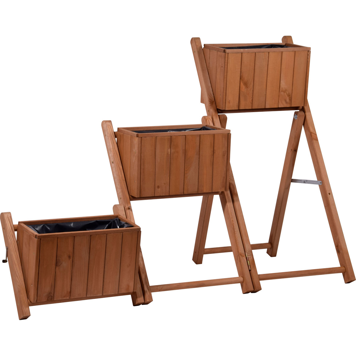 dobar Pflanztreppe ausklappbar 41 x 85 x 55 cm grau Kiefer braun Bild 6
