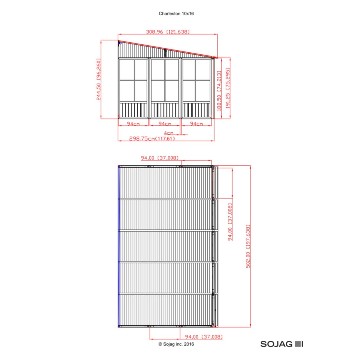 Sojag Terrassenüberdachung Kaltwintergarten Mural 1016 308,96x502x244,5 cm Bild 6