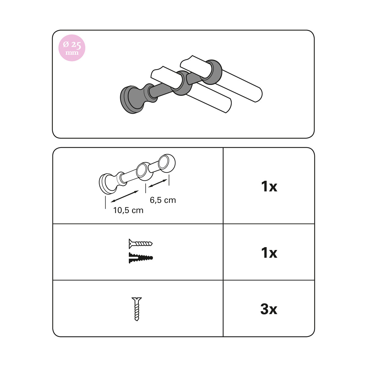 Gardinia Doppelträger Country für Durchmesser 25 mm geschlossen buche Bild 4