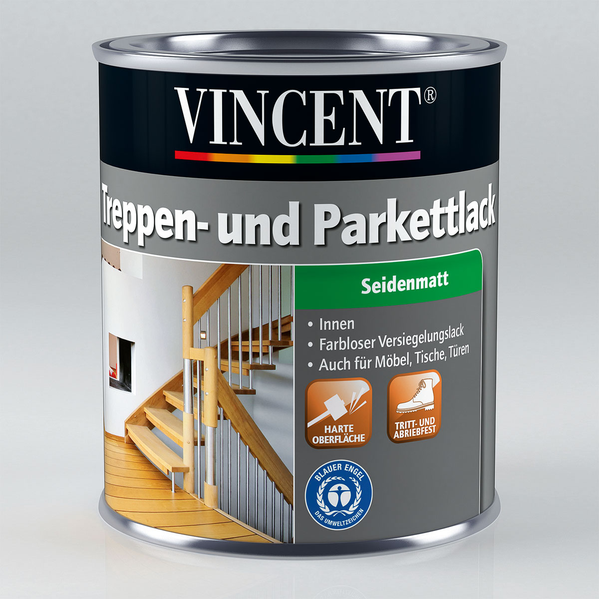 Vincent Treppen- und Parkettlack Seidenmatt 0,75 L Bild 1