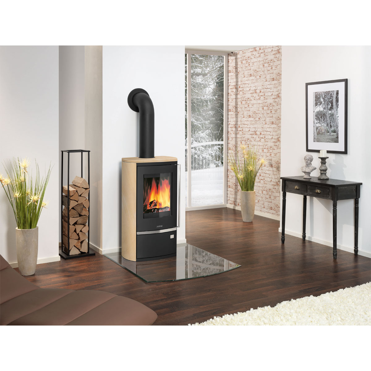 Kaminofen Reno R II Sandstein Grund-grät schwarz Bild 2