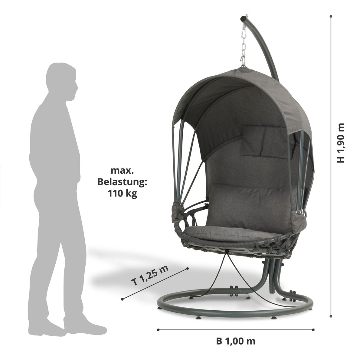 Leco Hängeschaukel mit gemütlichen Polstern und integriertem Sonnendach Bild 5