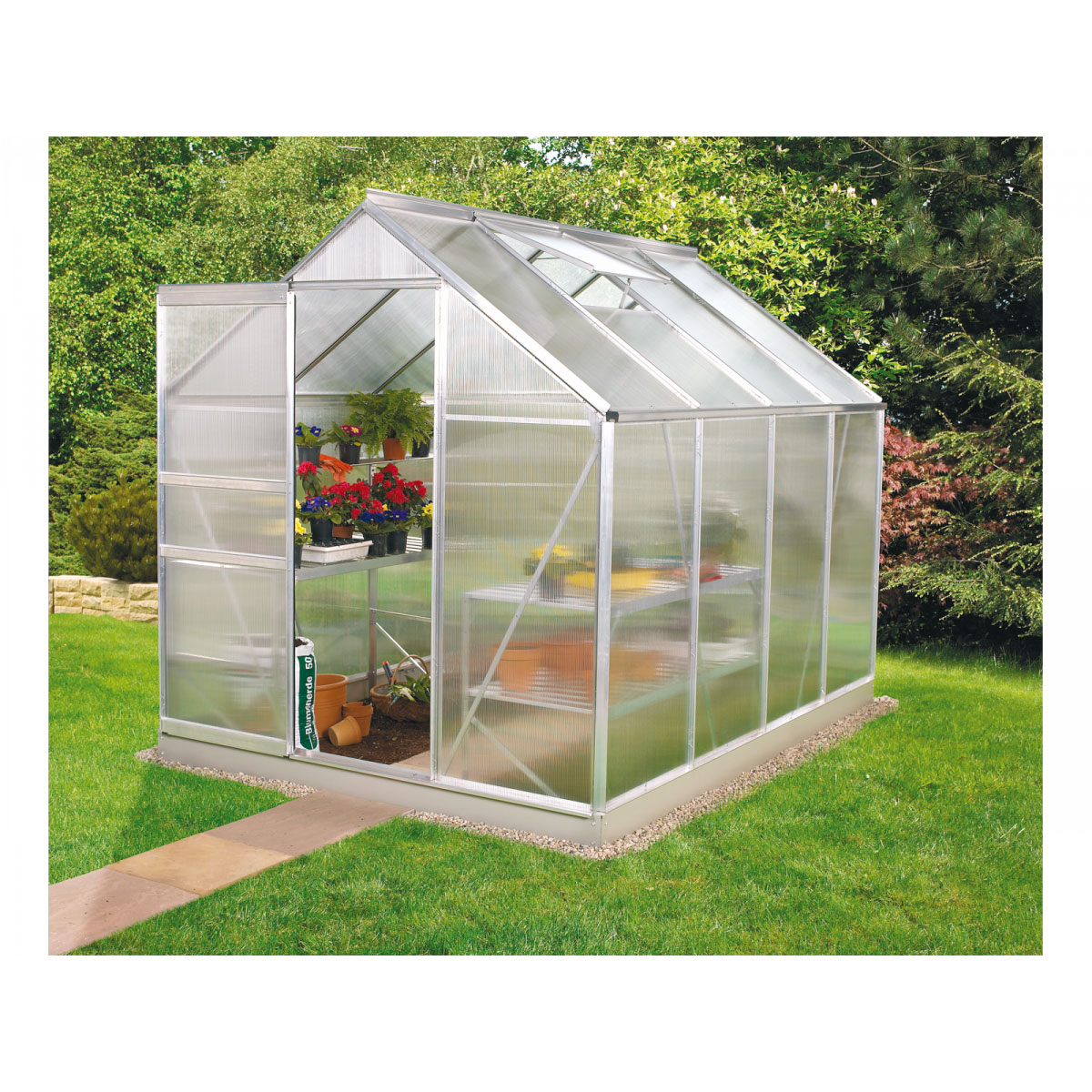 Vitavia Gewächshaus Venus 5000 HKP 5m² 4 mm Hohlkammerplatte silber