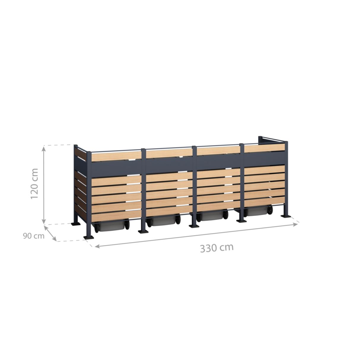 Westmann Mülltonnenverkleidung Planum 4x 240 L 1er Box 90x330x120 cm Bild 10