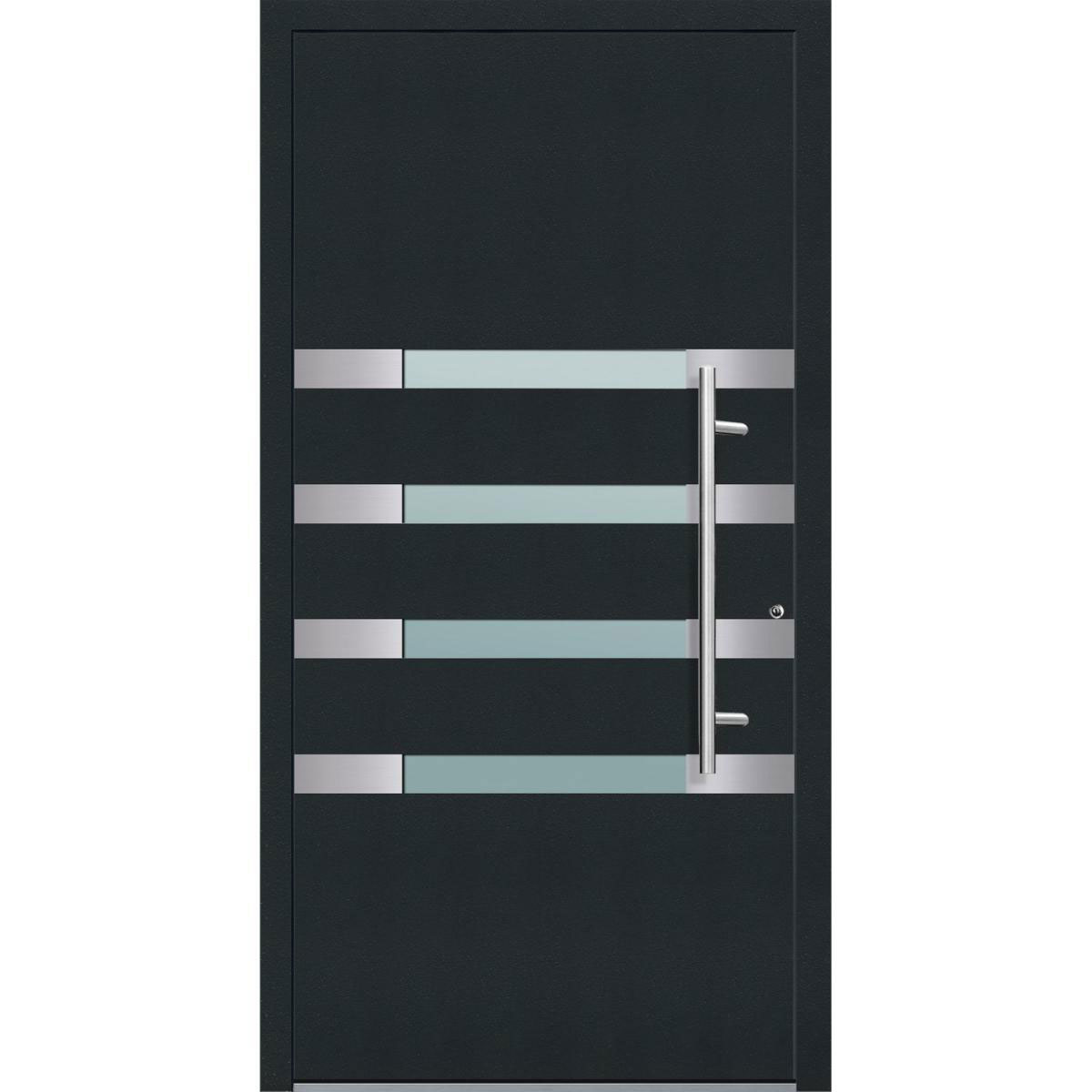 Aluminium Sicherheits-Haustür Brescia Exklusiv 75 mm anthrazit 110 x 210 cm Anschlag rechts inkl Griffset