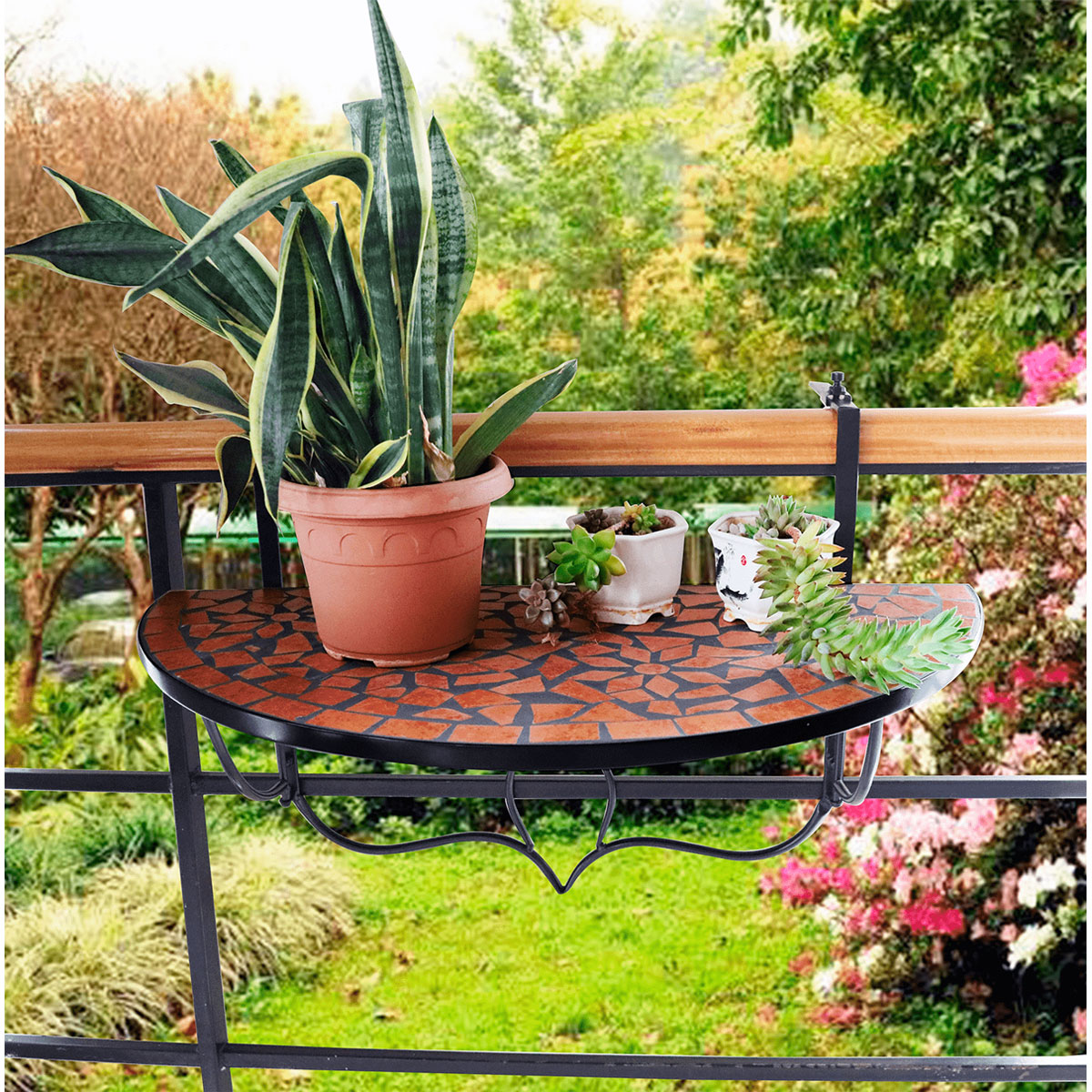 Green Yard Halbrunder Balkonhängetisch Mosaik 76 x 38 cm Bild 2