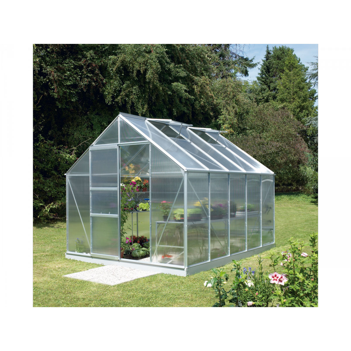 Vitavia Gewächshaus Merkur 8300 8,3m² 4 mm Hohlkammerplatte silber