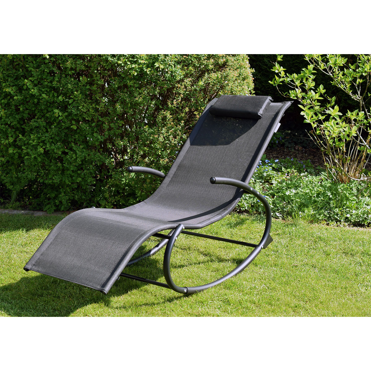 Chillroi Schaukelgartenstuhl schwarz Gartenliege Liegestuhl Sonnenliege  Bild 9