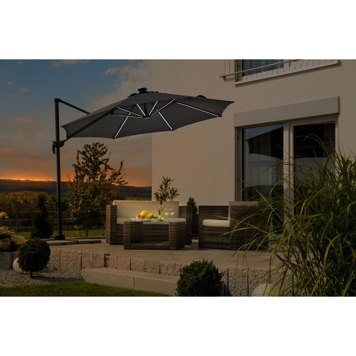 Schneider Schirme Sonnenschirm Rhodos Blacklight 300 cm anthrazit Bild 3