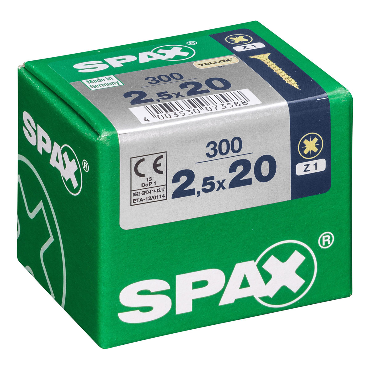 Spax Universalschrauben Yellox Senkkopf 2,5 x 20 L 300 Stück Bild 2