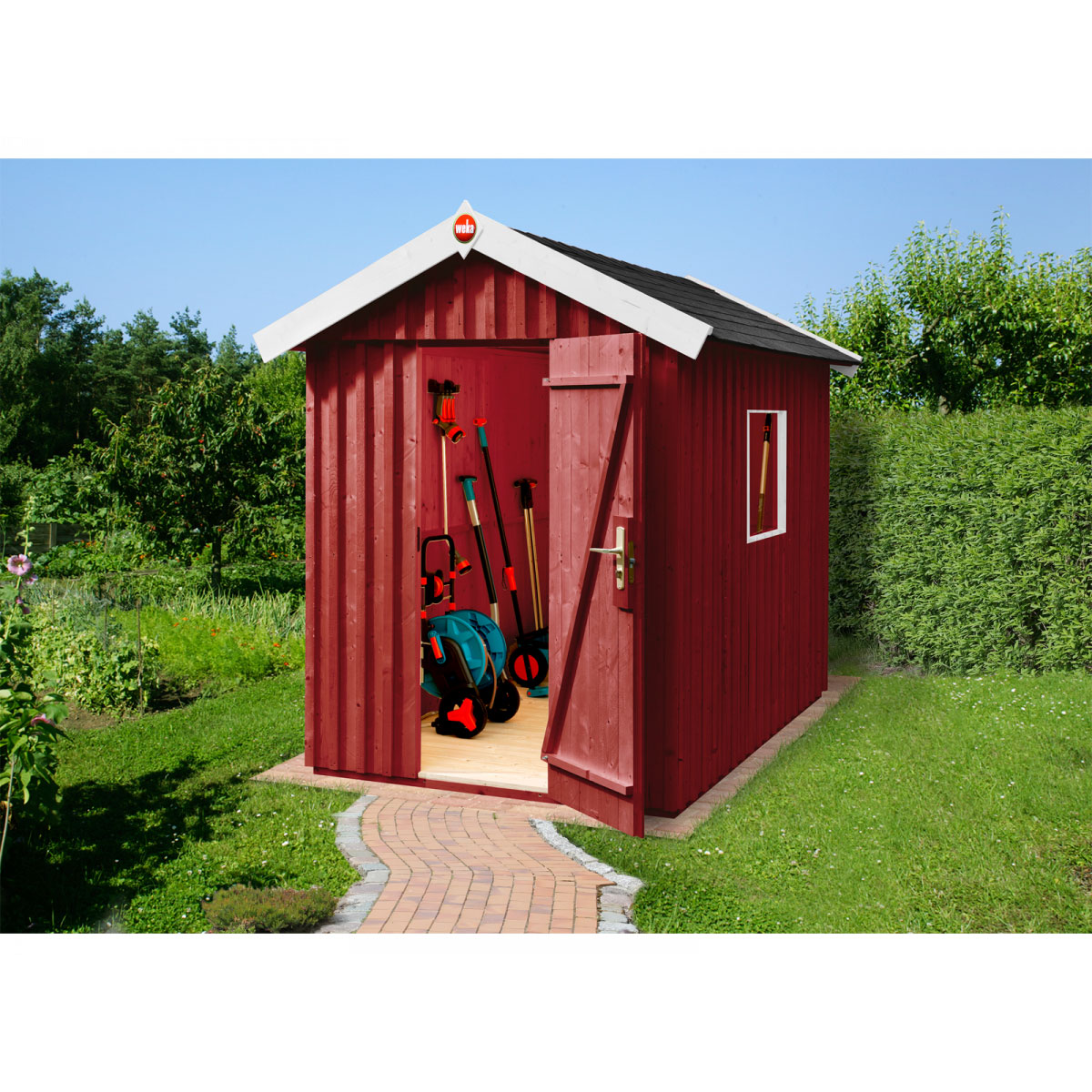 Weka Gartenhaus Schwedenhaus rot mit Fußboden 162 x 170 x 220 cm