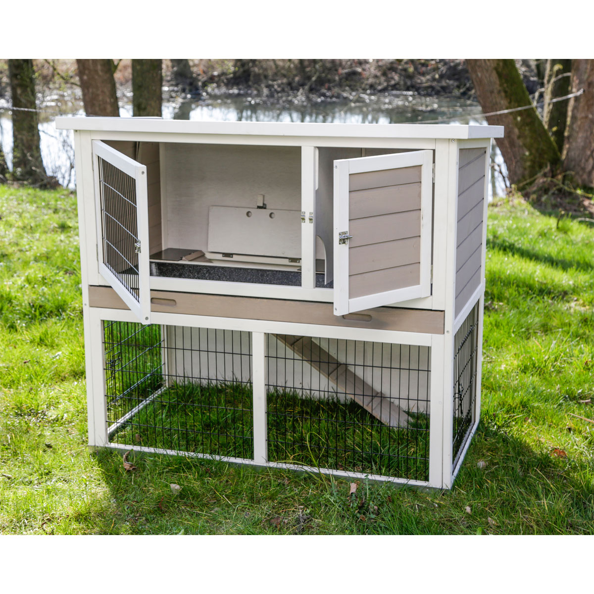 Kleintierstall Lucky 115 x 100 x 65 cm weiß-braun Bild 9