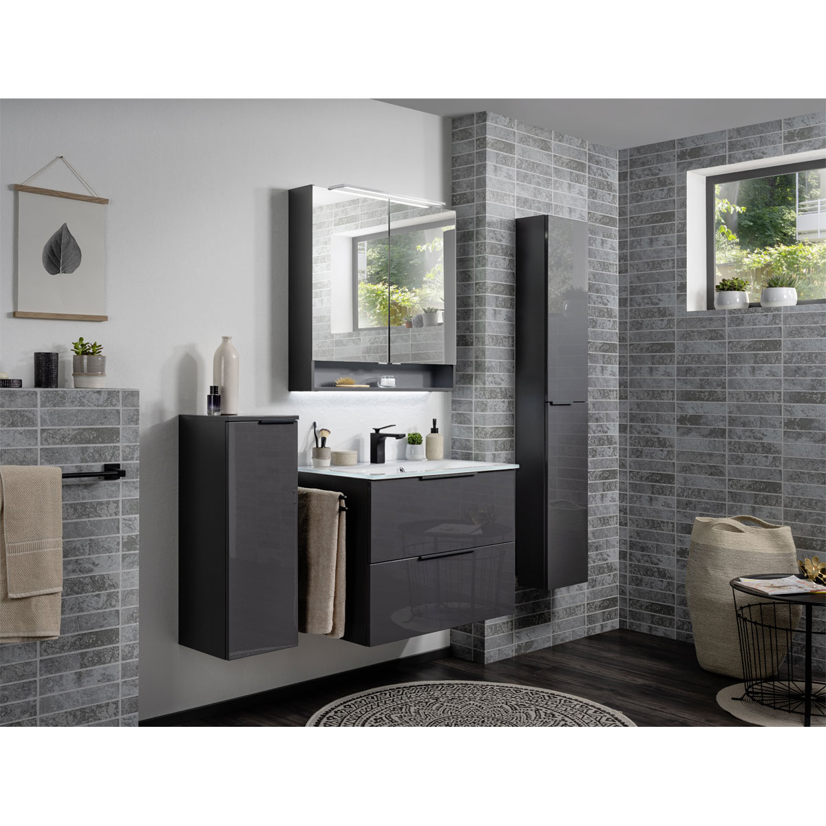 Fackelmann  Spiegelschrank LUNA 800 x 793 x 153 mm anthrazit Bild 8