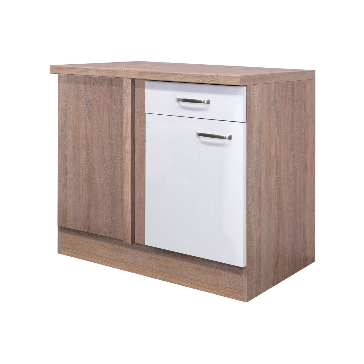 Flex-Well Küchen-Eckunterschrank „Valero“, 110x86x60 cm, weiß/Sonoma Eiche Bild 2