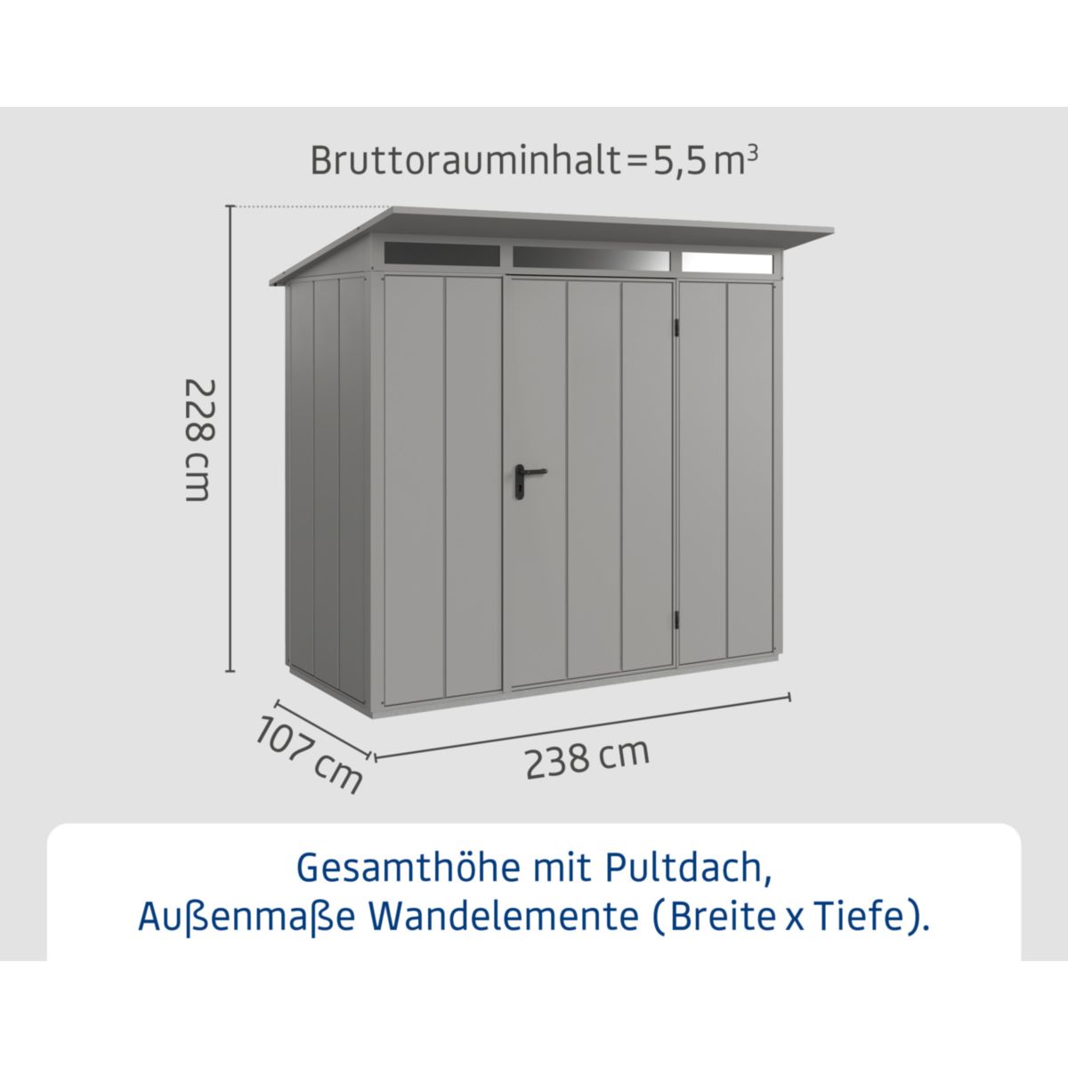 EcoStar  Gerätehaus Elegant-PTyp 1RAL9007 1 flg Bild 3