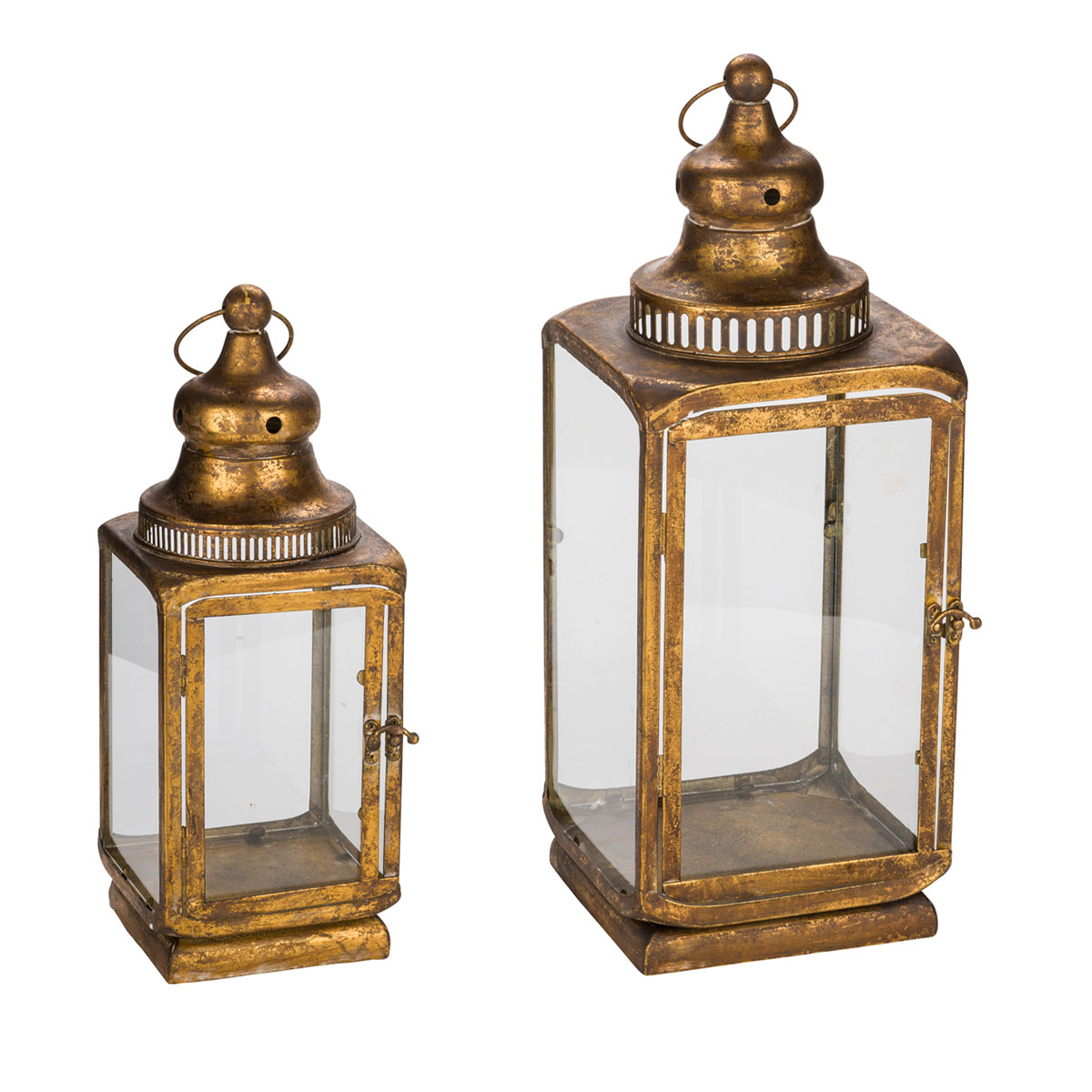 Kunstgewerbe Gehlmann Metalllaterne gold 15 x 15 x 45 cm