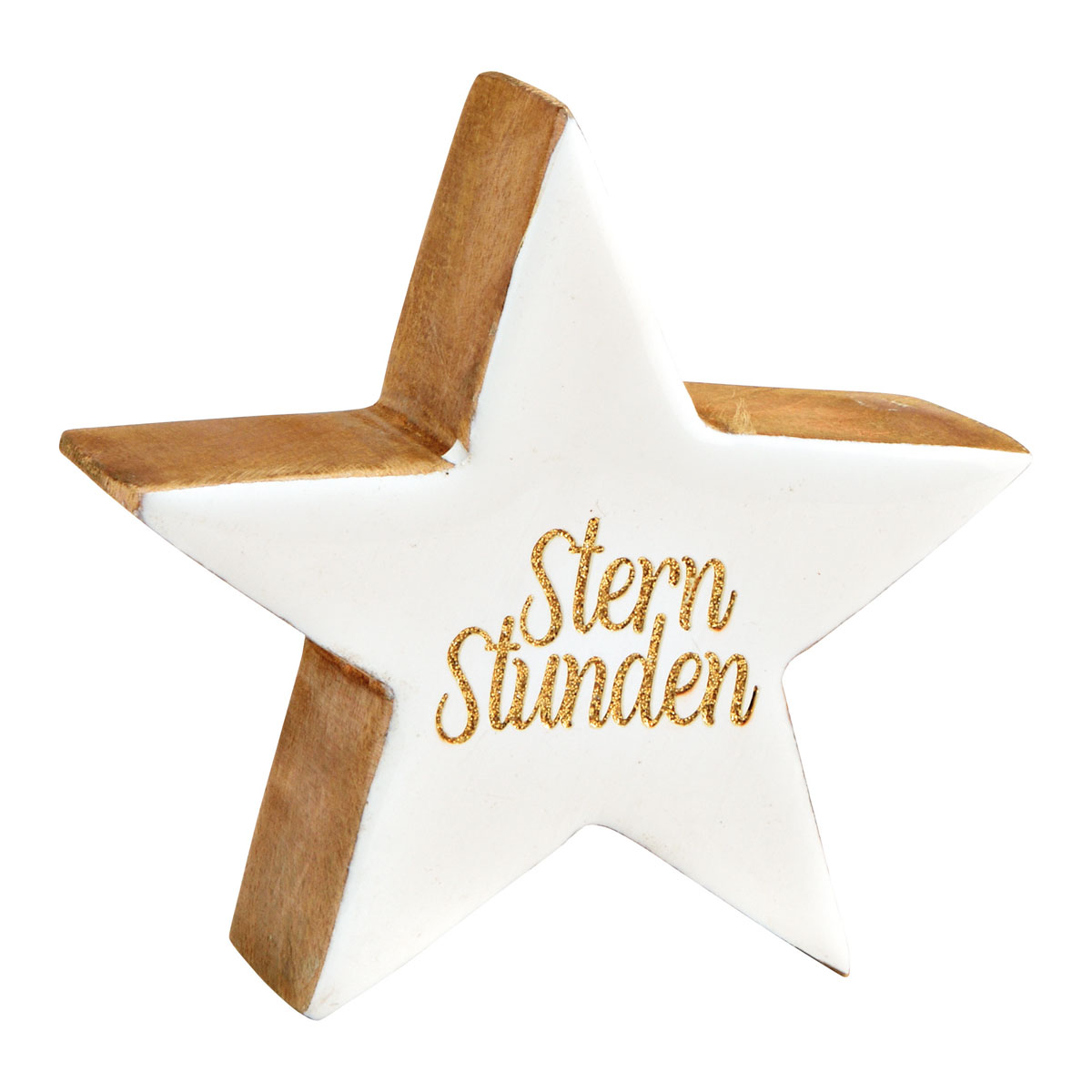 Stern Sternstunden aus Mangoholz weiss 9 x 9 x 4 cm