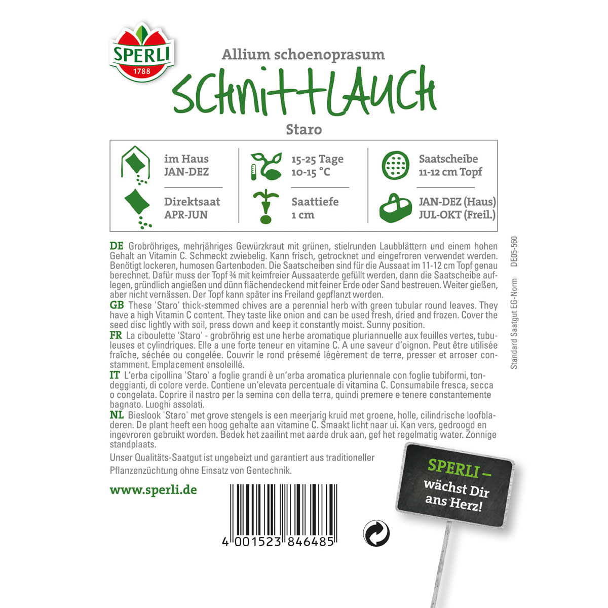 Sperli Schnittlauch Staro 5 Saatscheiben Bild 2