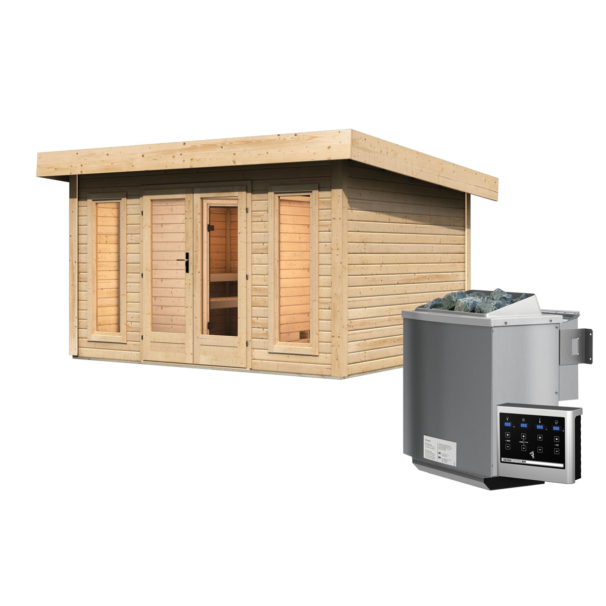 Karibu Saunahaus Nordin naturbelassen Bio externe Seuerung Bild 3