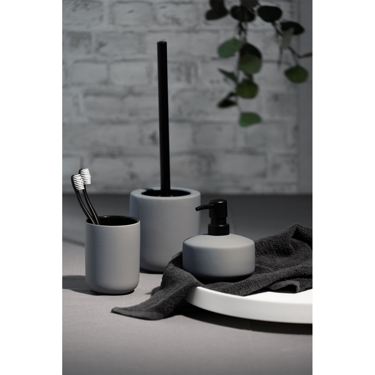 Wenko  WC-Garnitur Avellino Grau Keramik Bürstenhalter Bild 6