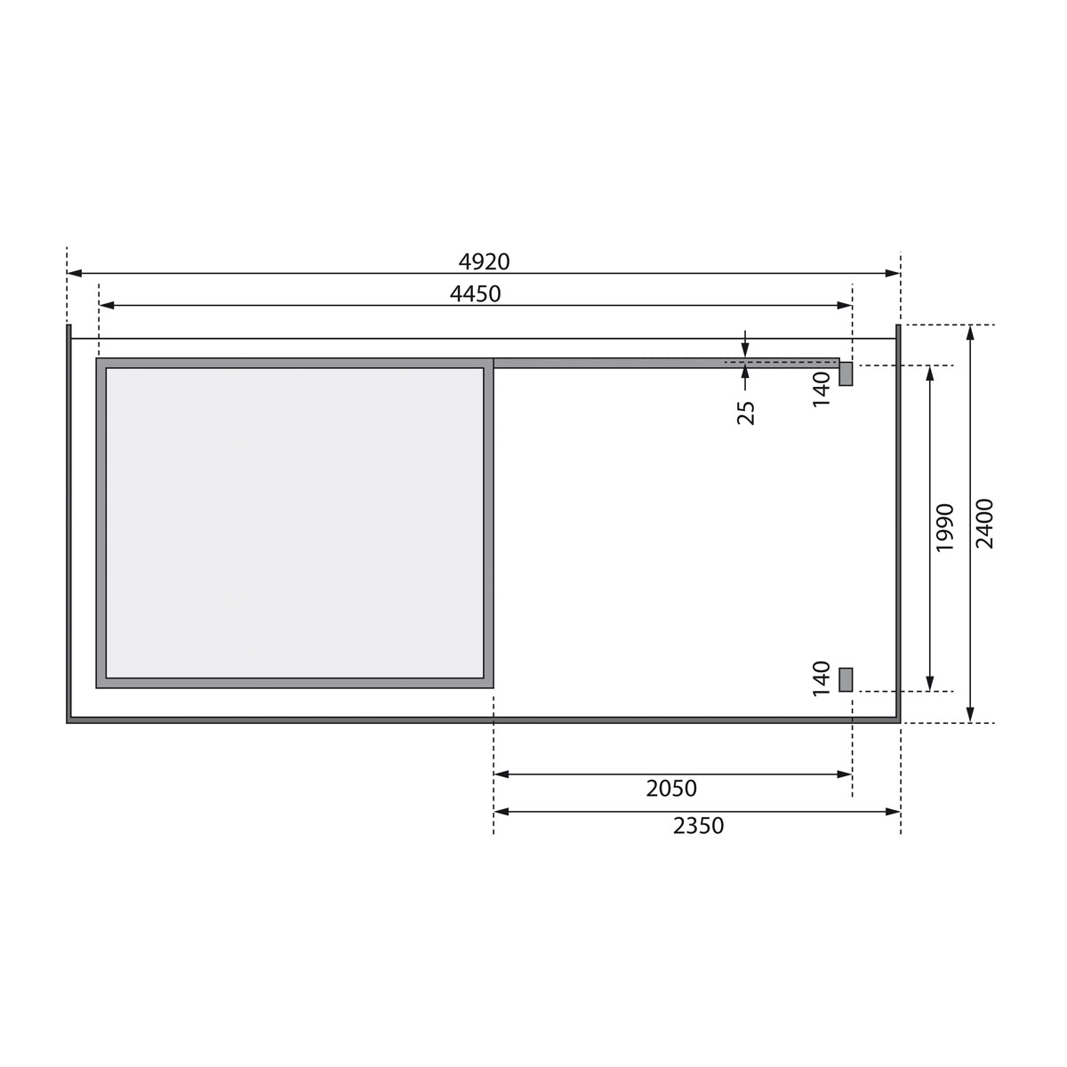 Karibu BBH Kandern 2 Set mit Anbaudach naturbelassen Bild 8