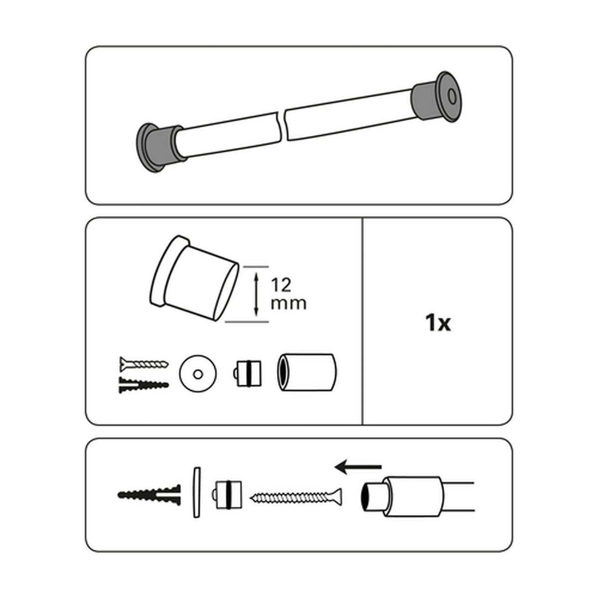 Gardinia Wandlager für Durchmesser 12 mm 2,4 cm Edelstahl Bild 2