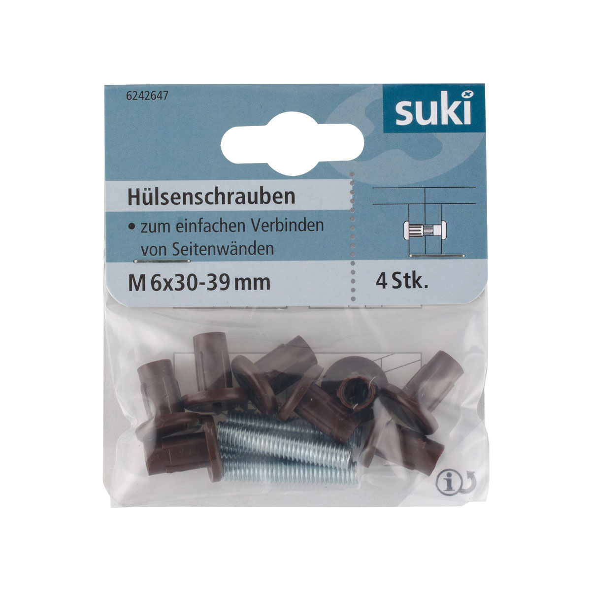 Suki Hülsenschraube Senkkopf 30-39 mm brüniert 4 Stück Bild 1
