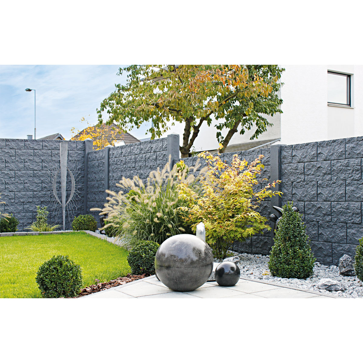 Betonzaun Casa-Borsika 200 x 38,5 x 3,5 cm