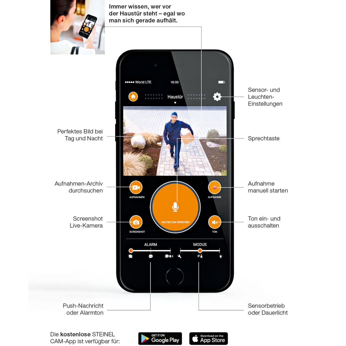 Steinel LED-Sensor-Kameraleuchte L 625 Cam anthrazit Bild 4