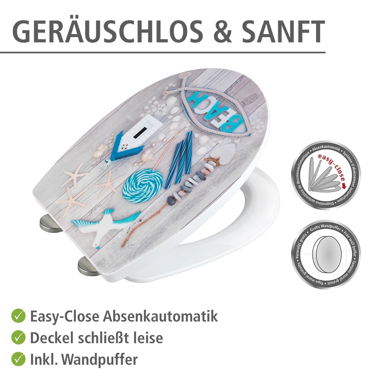 Wenko  Premium WC-Sitz Beach High Gloss Thermoplast Bild 6