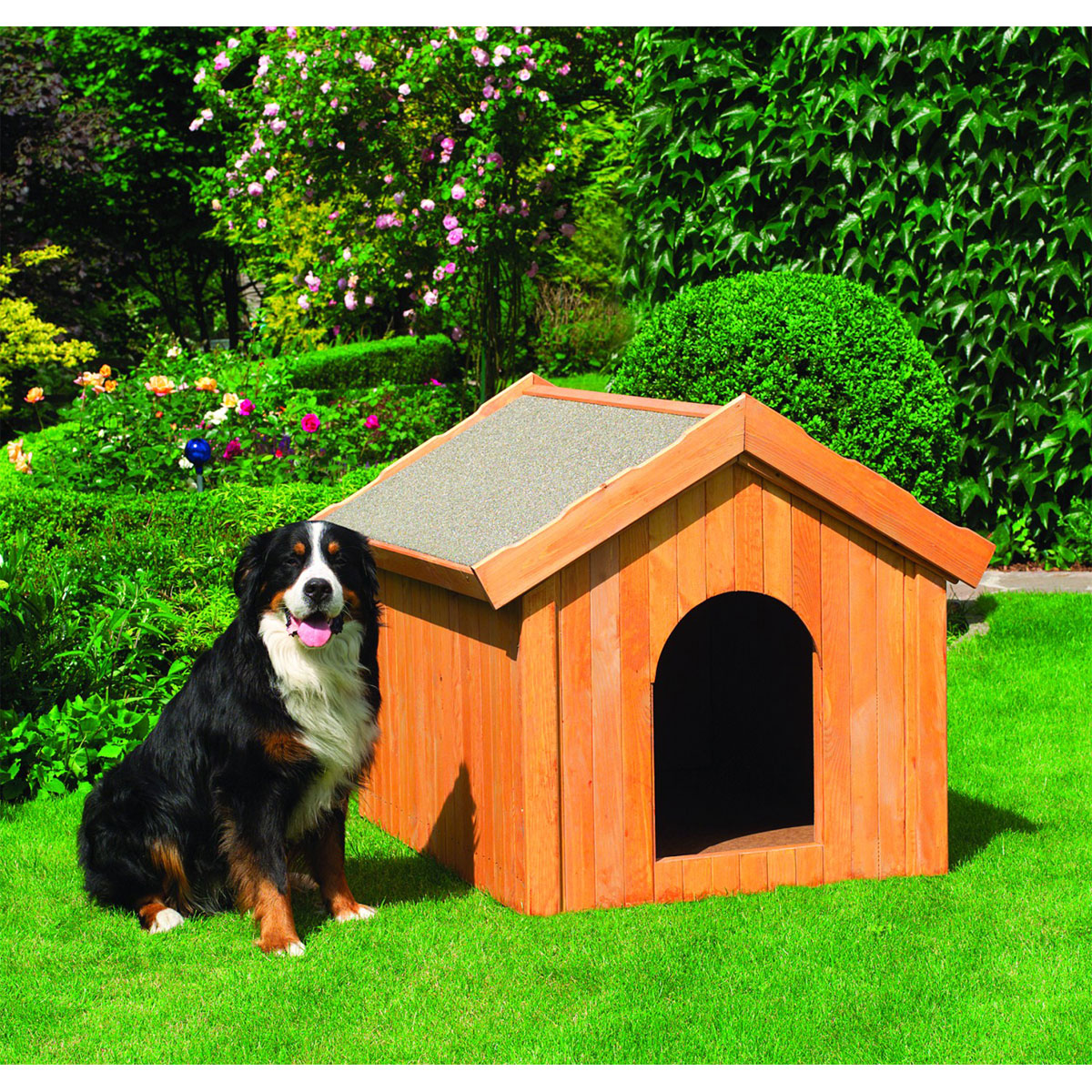 Hundehuette gross 102x114x96cmKiefer-impr. isoliert inkl.Dachpappe