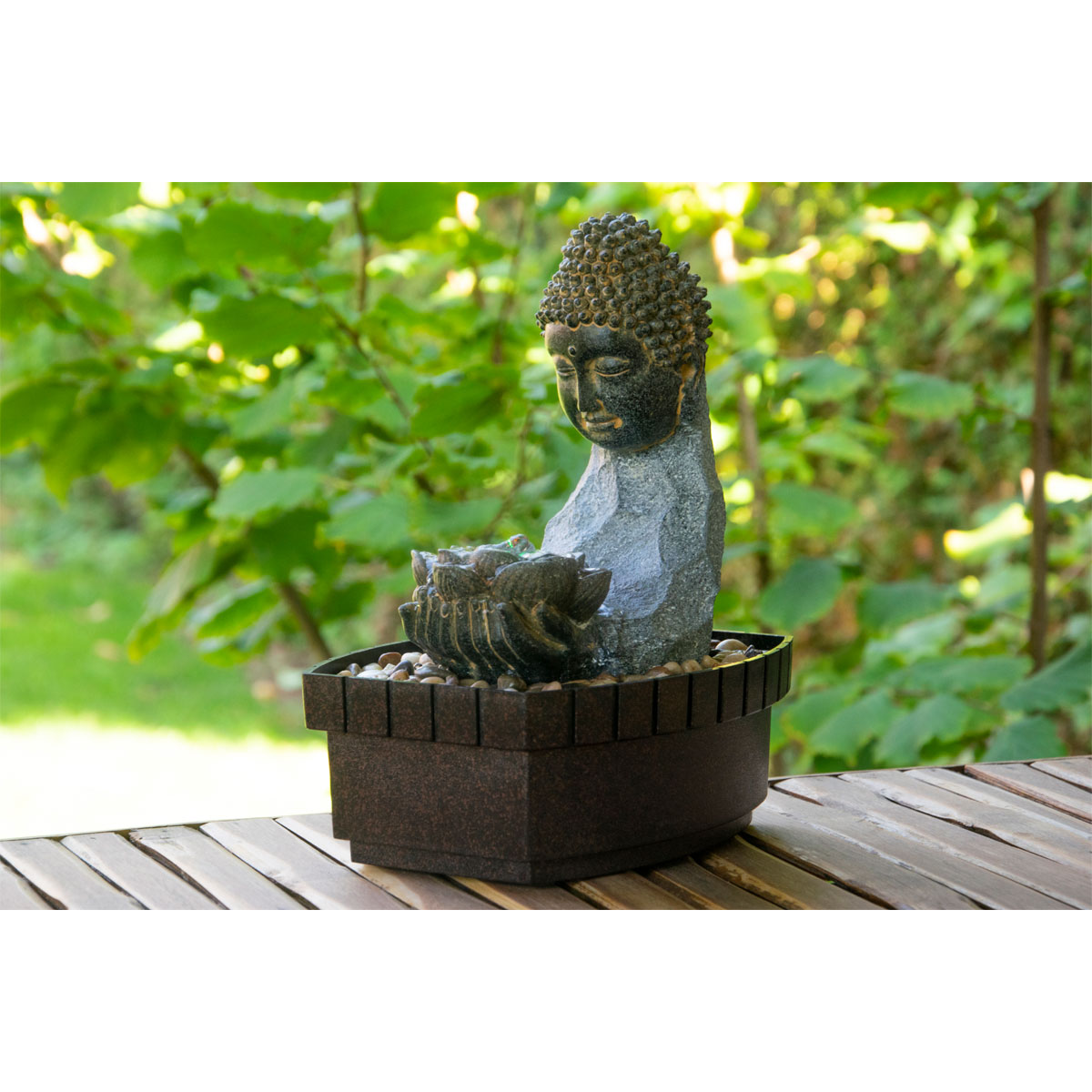 dobar Zimmerbrunnen mit Buddha 20,5 x 27 x 16,5 cm grau-schwarz Bild 10