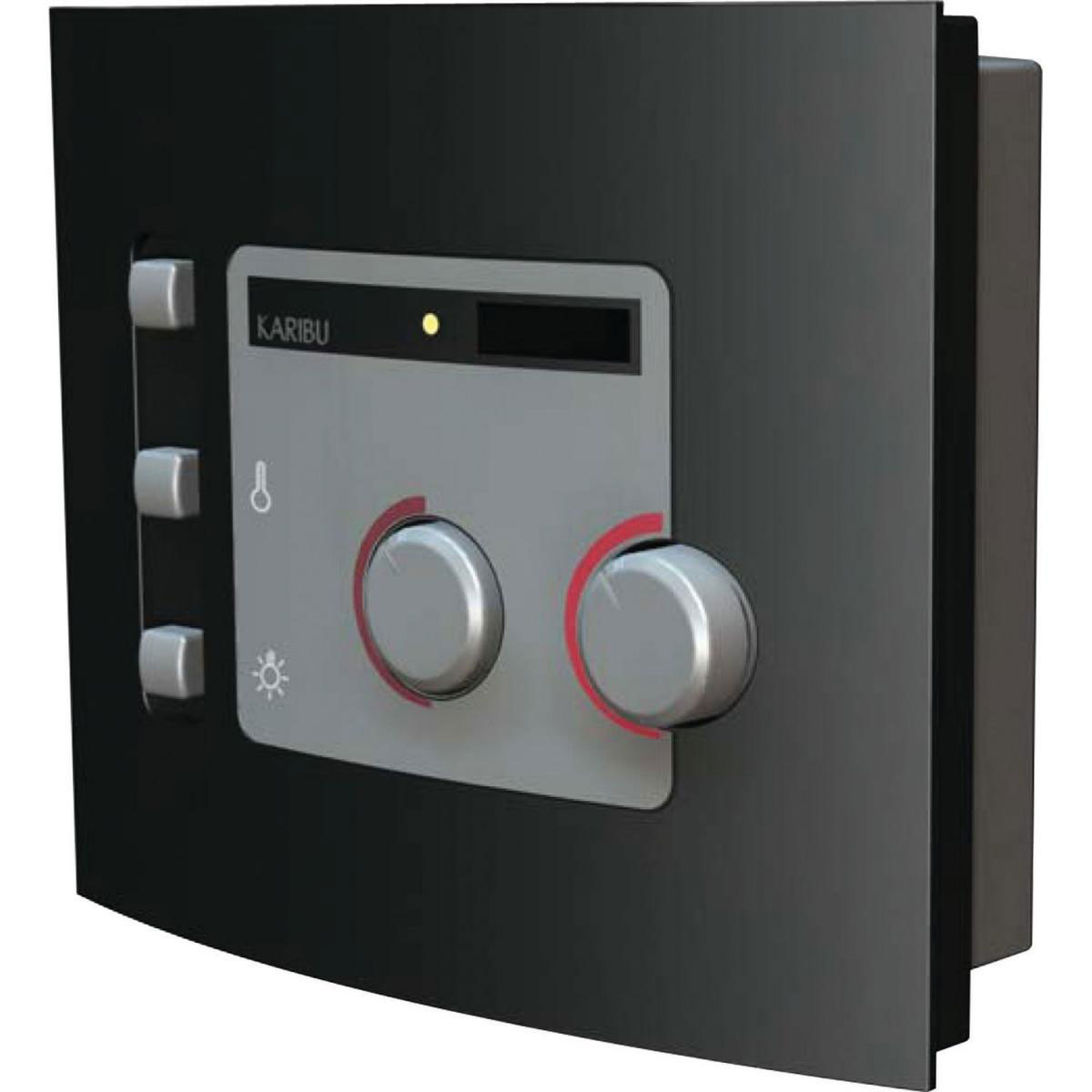 Karibu Sauna Tonja Eckeinstieg 3,6 kW Bio Ofen externe Strg modern mit Kranz Klarglas-Tür Bild 6