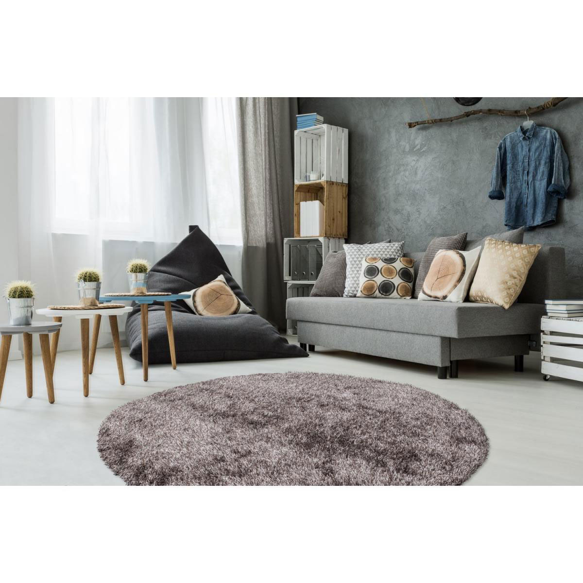 Hochflorteppich „Diamond 700 Champagner“, Ø160cm Rund Bild 2