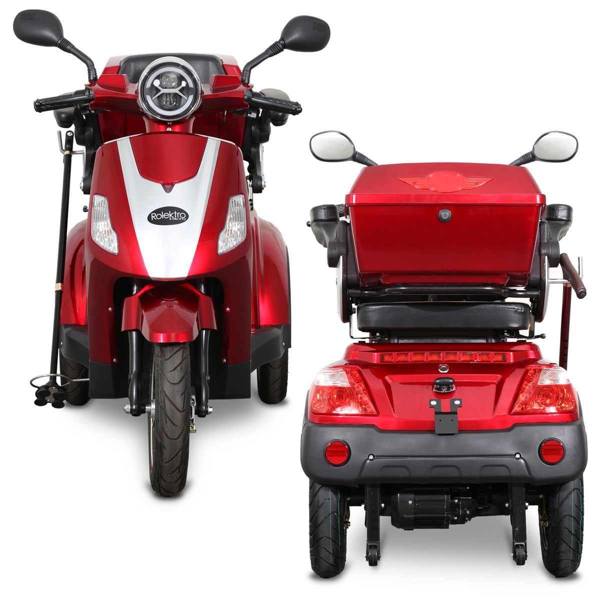 Rolektro E-Trike 15 V.2 Rot 60V-20Ah Bleigel Akkus 1000W Elektroroller Seniorenmobil Bild 3