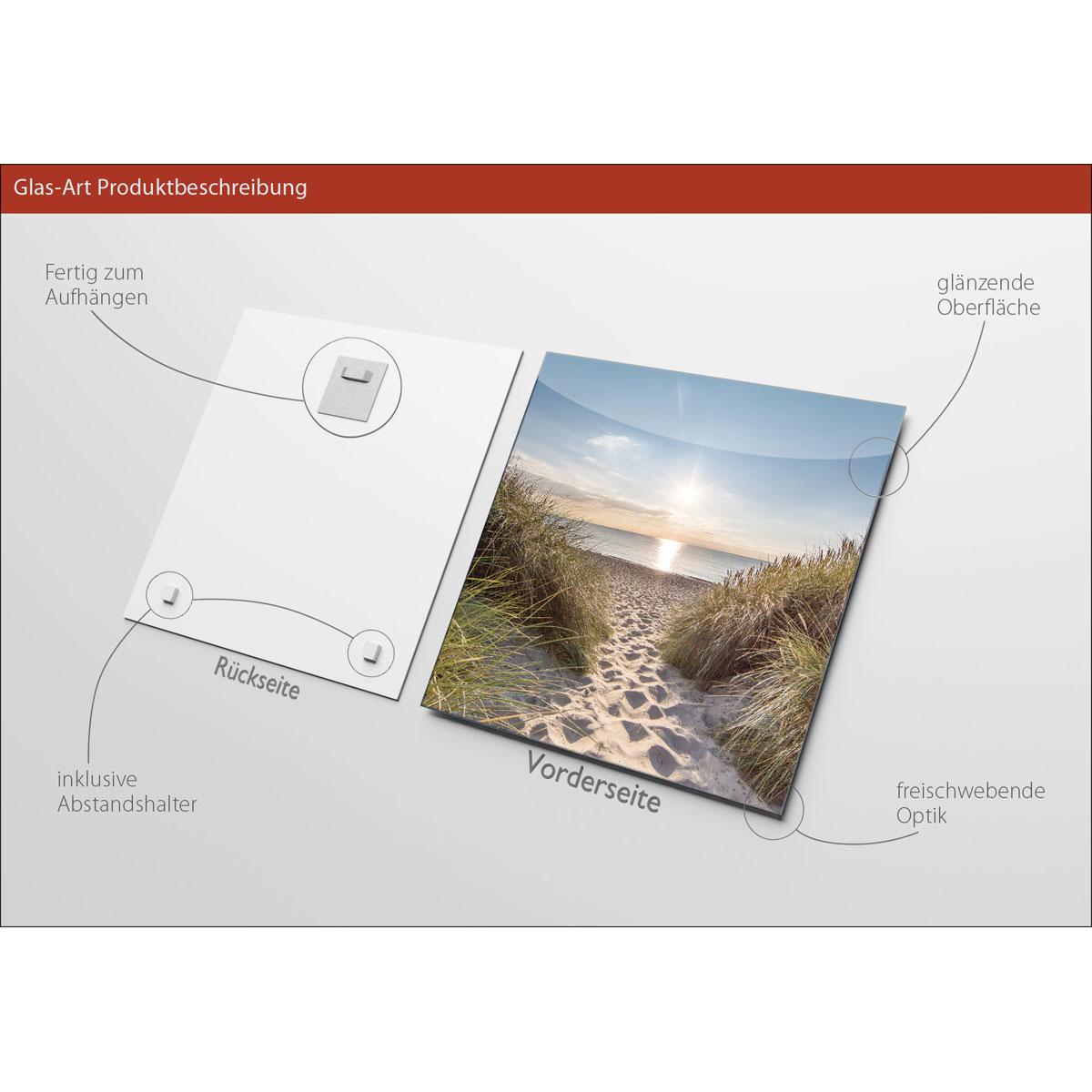 Glas-Art Nordsee 20 x 20 Glasbild Bild 3