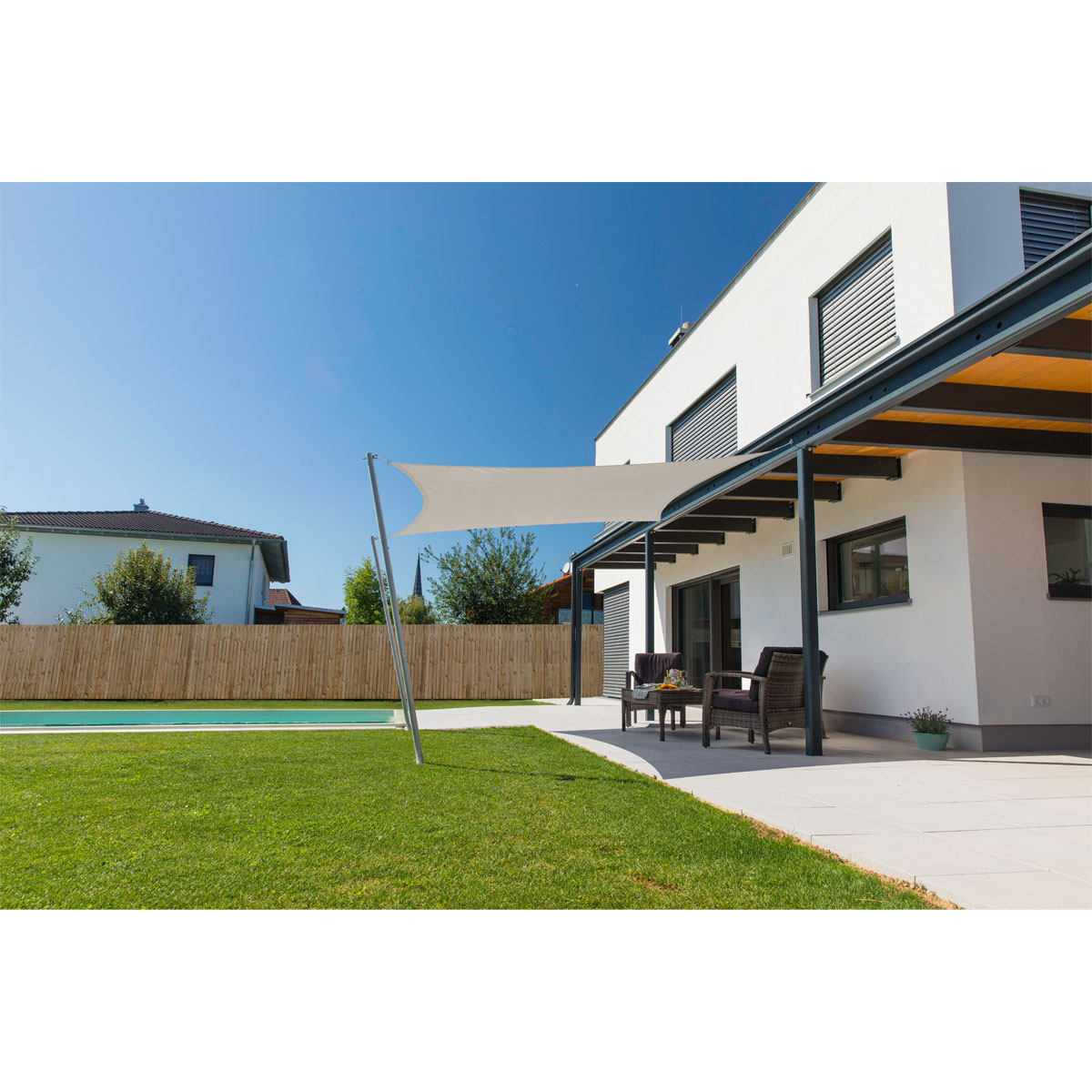 Viereck-Segel Cannes 5 x 5 m grey Bild 1