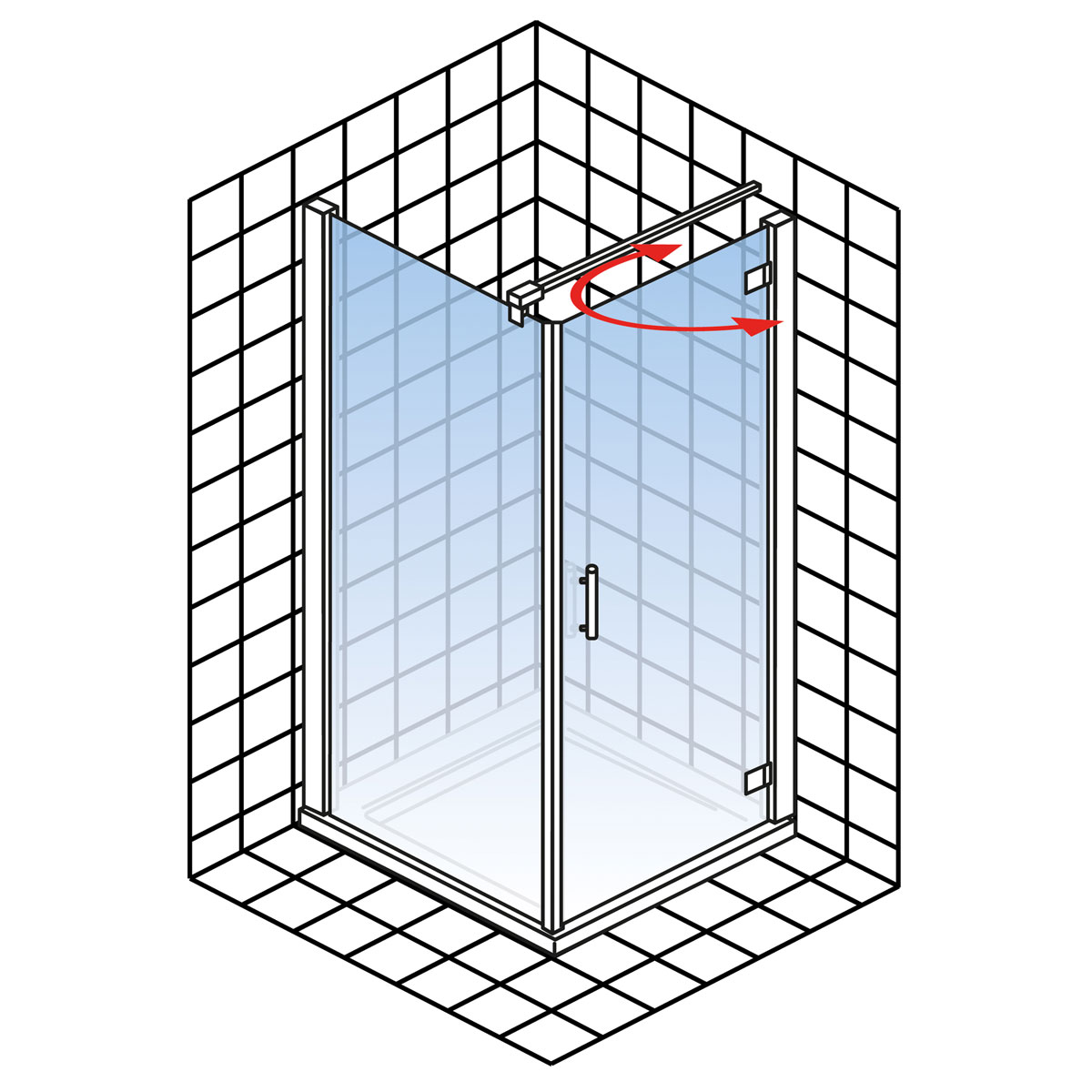 Schulte Drehtür pendelbar mit Seitenwand Toura 100 x 100 x 200 cm chrom Anschlag rechts Bild 5