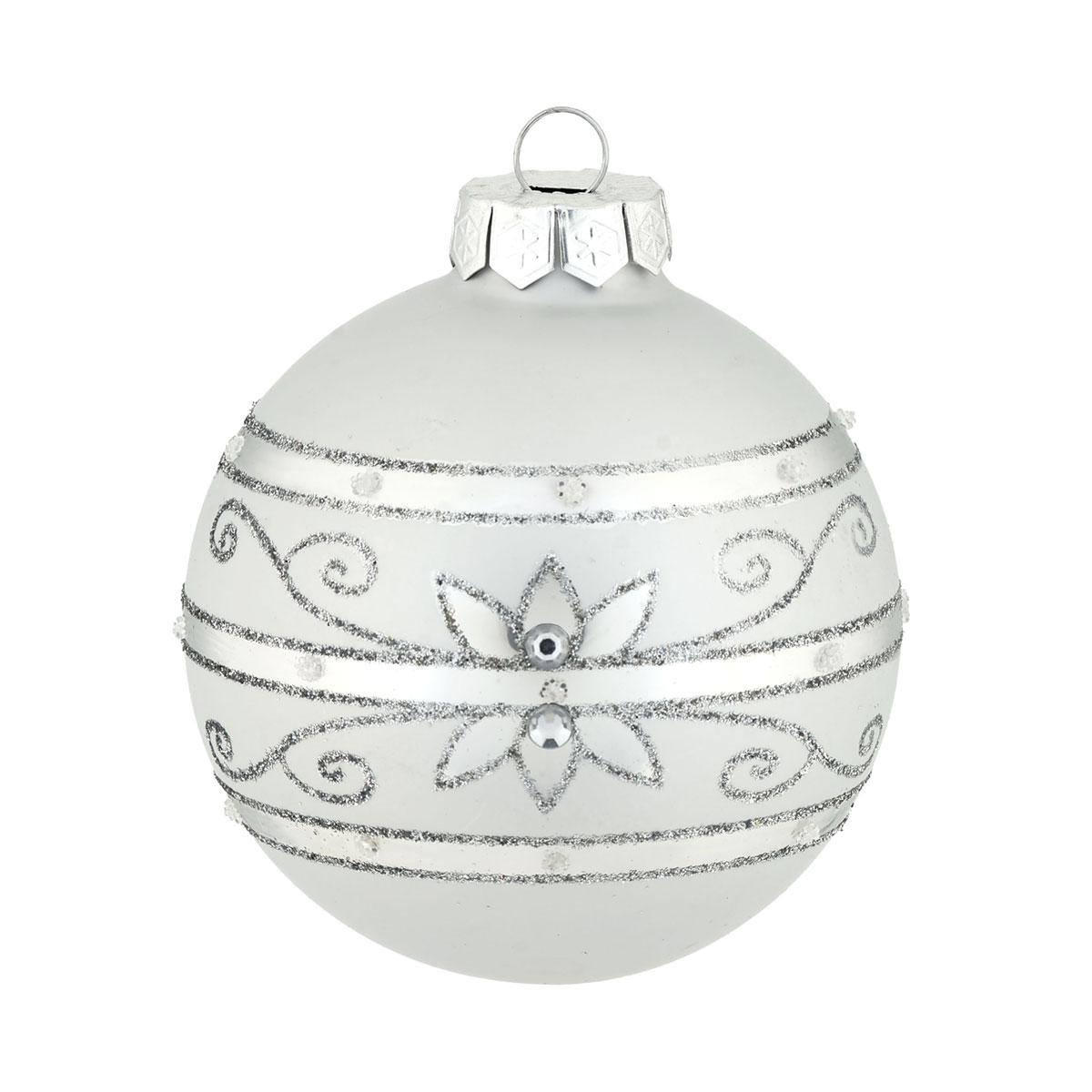 Ambientis Dekorierte Kugel silber-matt/ -glänzend Bild 1