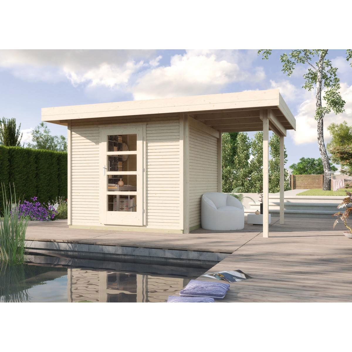 Weka Designhaus Line 172 A mit Anbau 150 cm 489 x 377 x 226 cm braun Bild 2