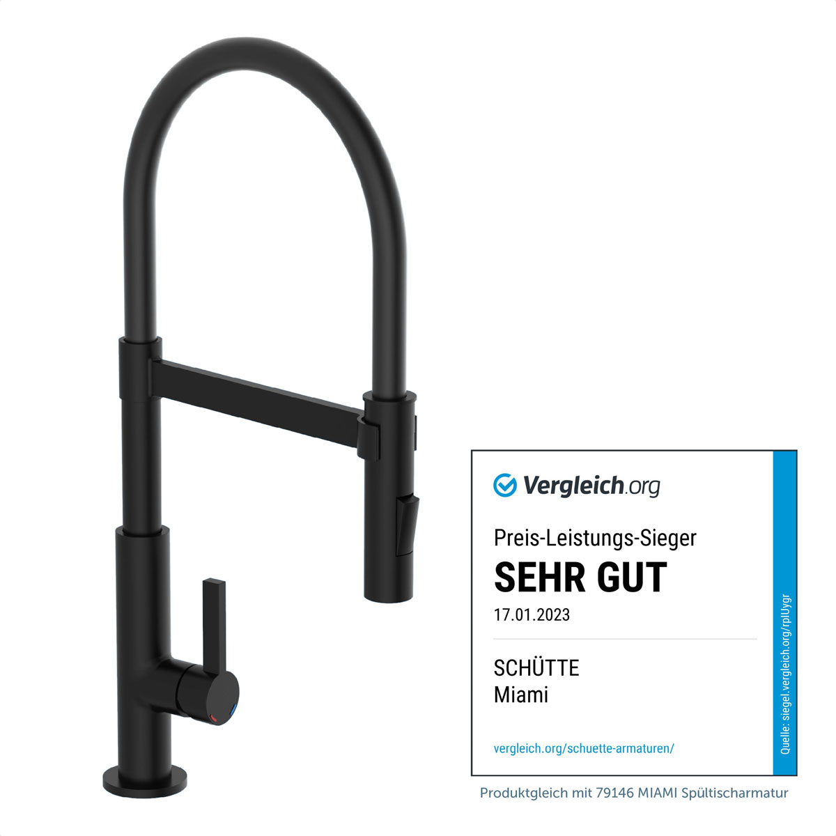 Schütte Küchenarmatur Miami schwarz matt Bild 2